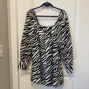 Zara Poplin Zebra Dress Small
